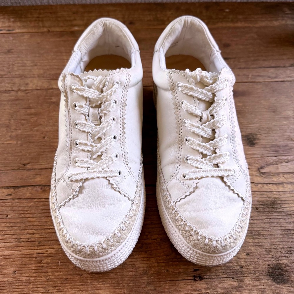 Dolce Vita Platform Sneakers Women 7.5 White Leather Crochet Trim